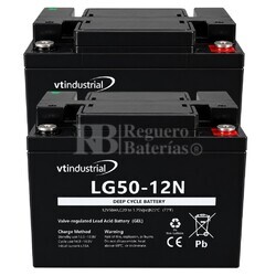 2 Baterias LG50-12N | GEL 12 Voltios 50 Amperios VT